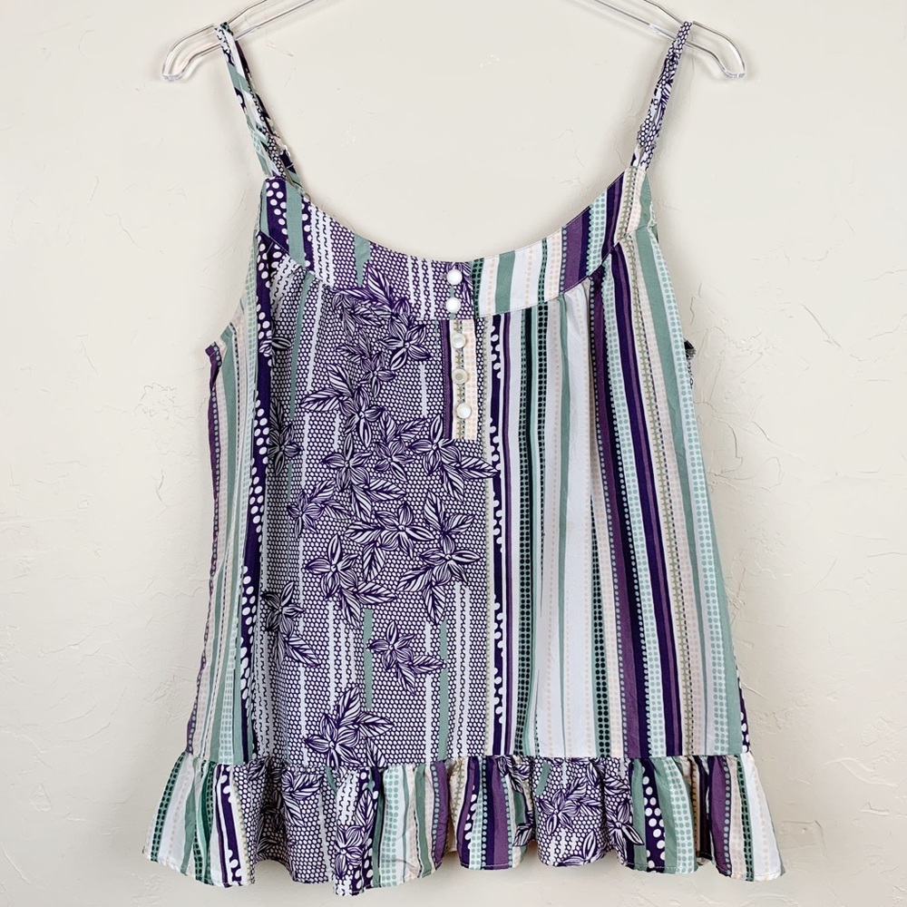 TO THE MAX Washable Silk Ruffle Spaghetti Top M